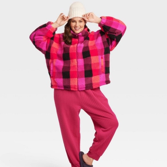 A NEW DAY | Women’s Plus Size Fleece Zip-Up Sweatshirt Plaid Pattern (4X) - Picture 10 of 11